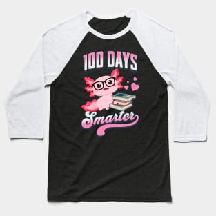 Kawaii Axolotl "100 Days Smarter" Baseball T-Shirt